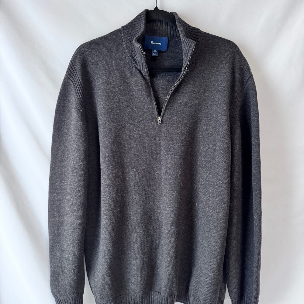Faconnable Men's Charcoal Zip-Up Sweater